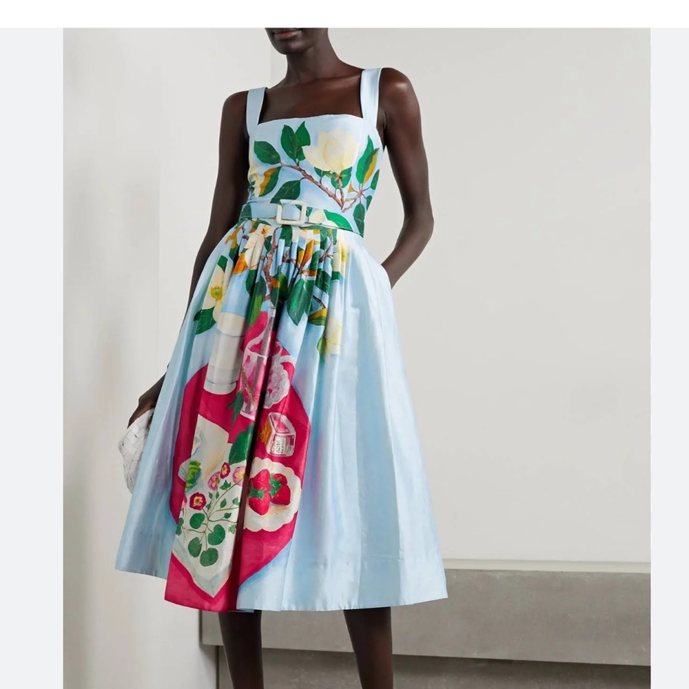 Oscar de la Renta mikado tablescape dress size 10 NWOT